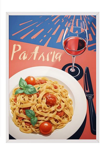 Postifull White Framed Painting, Paaasta, Comfort Series Kitchen Wall Painting, No:109083