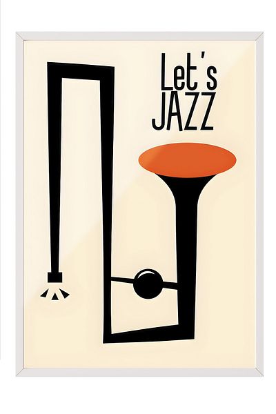 Postifull Pictură cu cadru alb, Let's Jazz - 3, Pictură de perete pentru bucătărie din seria Comfort, NR:108971