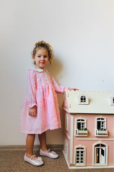 penu baby kids Pink Seasonal Flower Figured Long Sleeve Baby Girl Dress