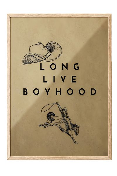 Postifull Ζωγραφική με ξύλινο πλαίσιο, Long Live Boyhood, Ξύλινη ζωγραφική κουζίνας σειράς Comfort, NO:108958