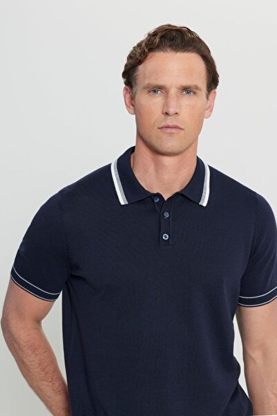 ALTINYILDIZ CLASSICS Πλεκτό μπλουζάκι με γιακά πόλο 100% βαμβακερό κανονική εφαρμογή