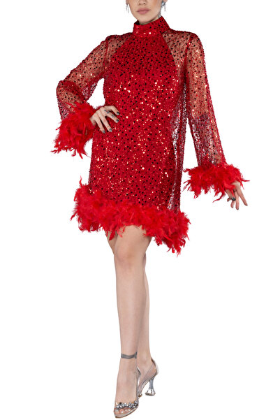 Arden Short Evening Dress, Sequin Sequin Halter Neck Mini Dress with Otrishi, Black, White Graduation Dress, 36-42