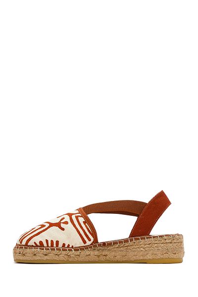 Derimod Kastamonu Stone Print Women's Tan Patterned Espadrille 25Sfd20816F