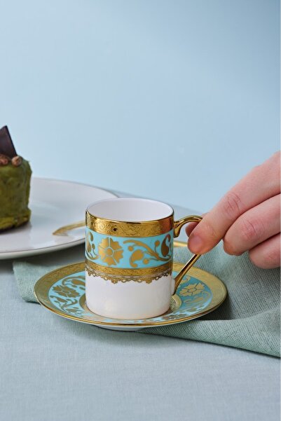 Karaca Σετ φλιτζάνια καφέ Gülfem για 6 άτομα Μπλε 90 ml