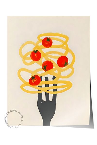 Postifull Frameless Poster, Spaghetti, Comfort Series Kitchen Wall Poster, No:109059