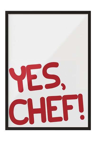 Postifull Black Framed Painting, Yes Chef!, Comfort Series Kitchen Wall Painting, No:109053