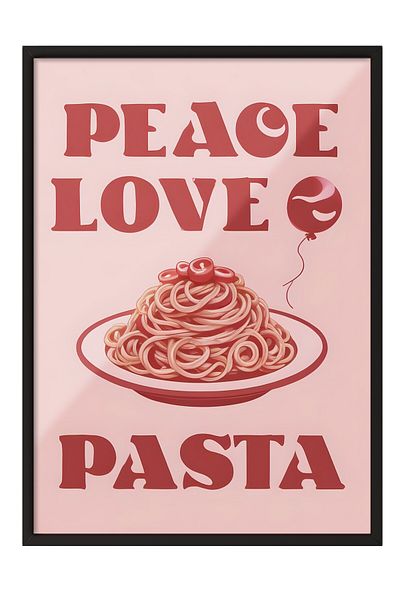Postifull Pictură cu cadru negru, Tort Peace Love, Pictură de perete pentru bucătărie din seria Comfort, NR: 109093