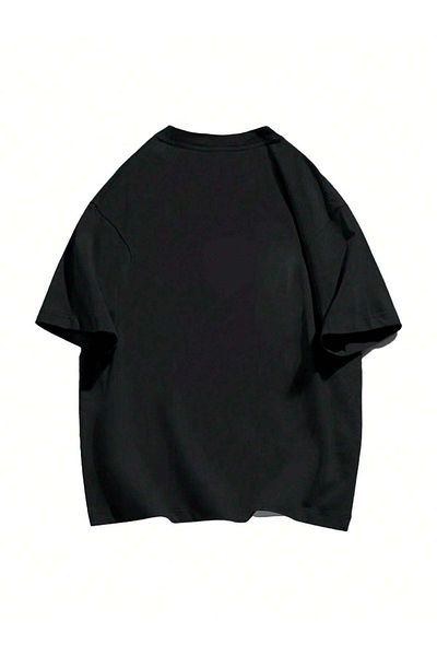 VBSVİBES Unisex Black Oversize 10 Text Printed Knitted T-shirt