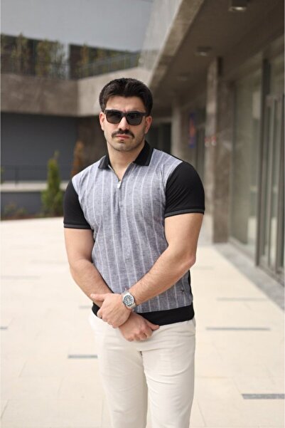 Viyamo New Season Men's Polo Neck Zipper Detailed T-Shirt