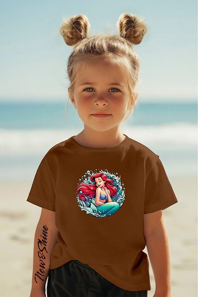New Shine 1 тениска е подарък при покупка на 6 или повече в количката - Детска тениска Ariel с щампа на русалка, голям размер