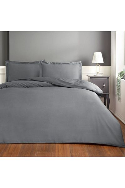 Taç Lenjerie XXL de pat bumbac 100% satinat, Taç Mako-Satin, Basic Antracit King