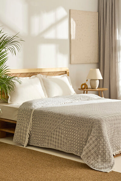 Kaşmir Home Vlafo Çift Kişilik Jakar Muslin Pike Gri