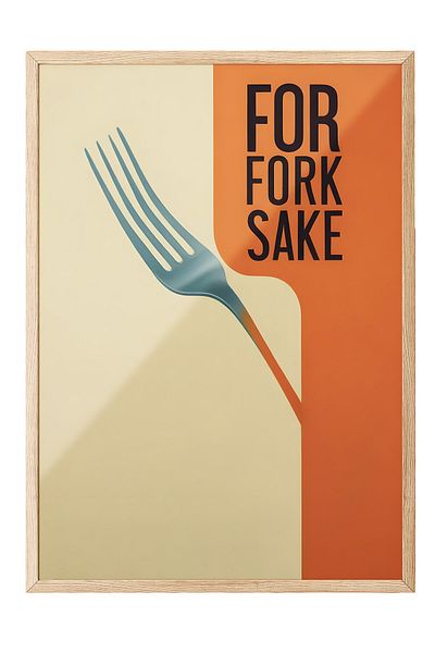 Postifull Ζωγραφική με ξύλινο πλαίσιο, For Fork Sake, Ξύλινη ζωγραφική κουζίνας Comfort Series, NO:109156