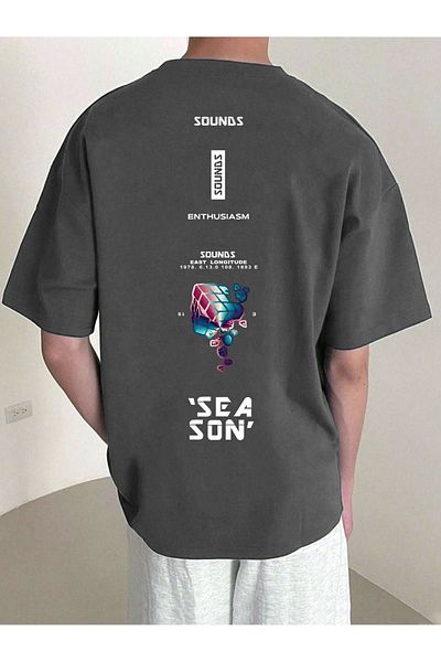 VBSVİBES Ανδρικό πλεκτό μπλουζάκι Smoked Oversize Sea Last Printed