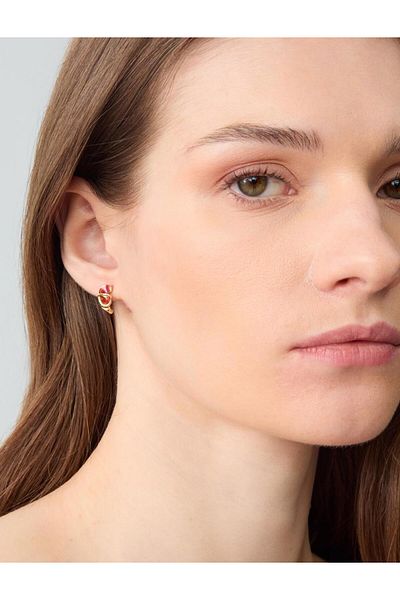 Jimmy Key Red Minimalist Oval Bead Earrings