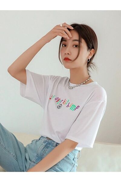 VBSVİBES Γυναικείο μπλουζάκι με στάμπα σε λευκό Oversize.