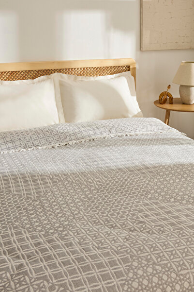 Kaşmir Home Vlafo Çift Kişilik Jakar Muslin Pike Gri
