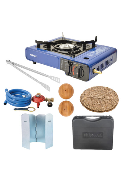 NURGAZ Tüp Bağlantılı Çantalı Portatif Kamp Ocağı Dedantör  Rüzgarlık  Maşa  ...