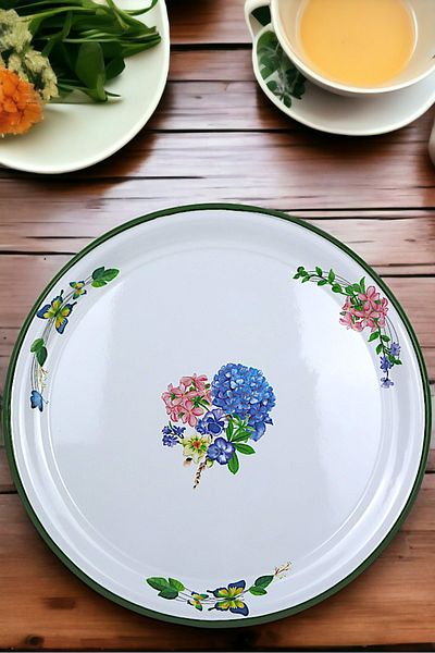 İnci Emaye No 50 Enamel Tray Tableware, Food Presentation Tray, Floor Table Zinc ~48 cm