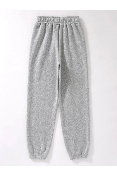 VBSVİBES Pantaloni de sport pentru femei, gri Happiness, imprimați cu picior elastic, Jogger, 2 fire, fără înălțat