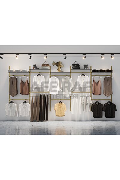 AFE DEKOR Mağaza Raf Sistemi, Askılık Sistemi, Butik Rafı, Mağaza Stand, Giyinme Odası-455*200