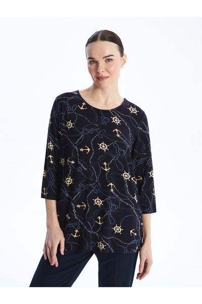 LC Waikiki Γυναικείο T-Shirt με μοτίβο με λαιμόκοψη