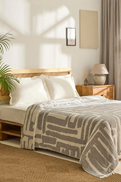 Kaşmir Home Mosy Διπλό Ζακάρ Μουσελίνα Πικέ Γκρι