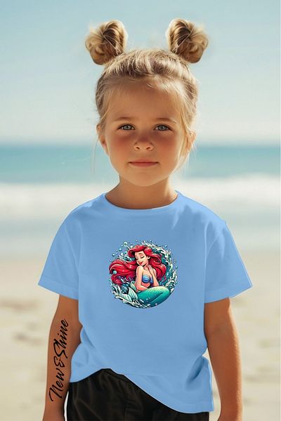 New Shine 1 tricou este un cadou pentru achiziții de 6 și mai sus în coș - Tricou pentru copii oversize cu imprimeu Ariel Mermaid
