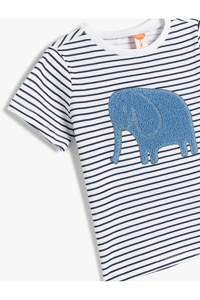 Koton Tricou din bumbac cu mânecă scurtă, cu aplicație de elefant