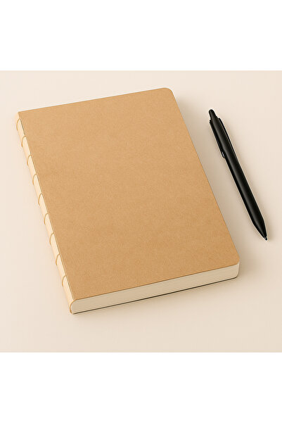 Fark Tanıtım Special Design Kraft Cover A4 Enzo Dotted Notebook - 180 Degree Openable