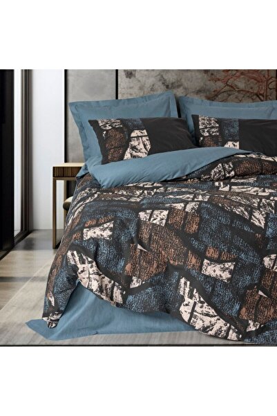 Cotton Box Lenjerie pat dublu design abstract, bumbac 100% ranforce, Cotton Box, Senso Verde Petrol