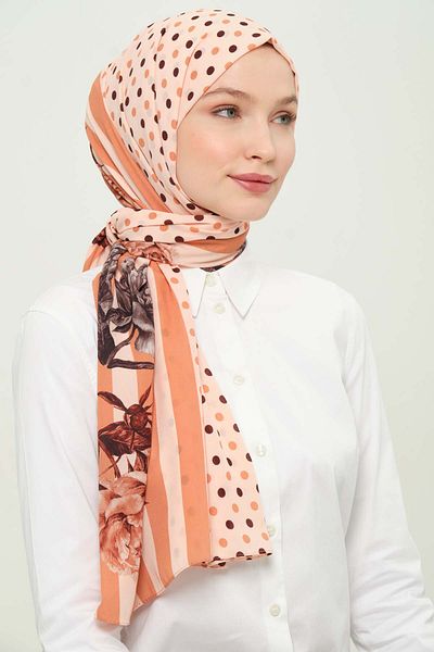 Madame Polo Digital Crepe Chiffon Shawl Multicolor Breathable Wrinkle-Free Non-Slip 75X180 cm