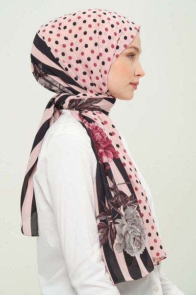 Madame Polo Şal Digital Crepon Chiffon Multicolore Respirabil Fără Pliuri Anti-alunecare 75x180 Cm