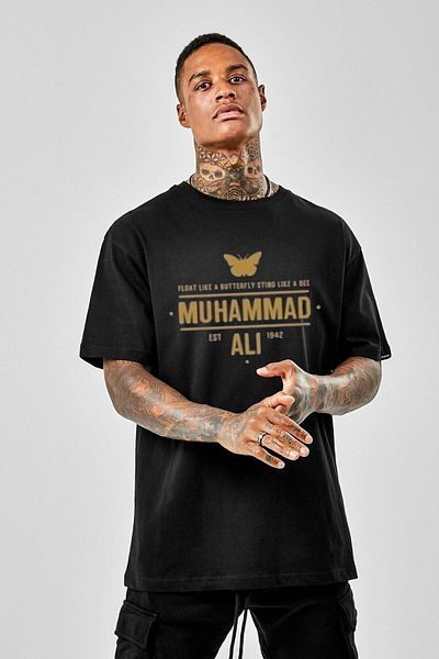 VBSVİBES Men's Black Oversize Muhammad Ali Printed T-shirt