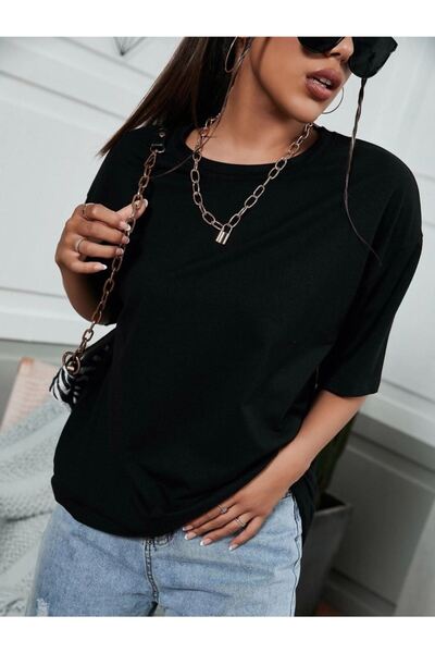 VBSVİBES Γυναικείο μαύρο μπλουζάκι Oversize