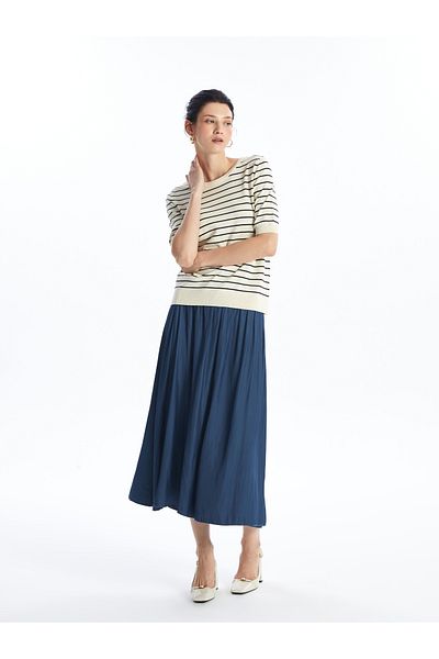 LC Waikiki Plain A-line Satin Women's Skirt with Elastic Waist