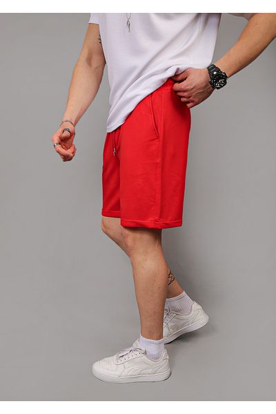 INFLUYENTE Men's Red Regular Cut Combed Cotton 100% Organic Cotton Summer Shorts with Pockets