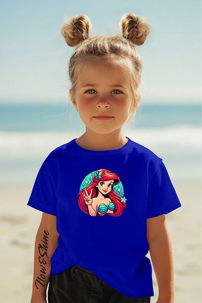 New Shine 1 tricou este un cadou pentru achiziții de 6 și mai sus în coș - Tricou pentru copii oversize cu imprimeu Ariel Mermaid