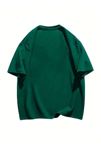 CLAYES Vintage College T-Shirt - Πράσινη στάμπα Oversize Crew Neck με κοντό μανίκι