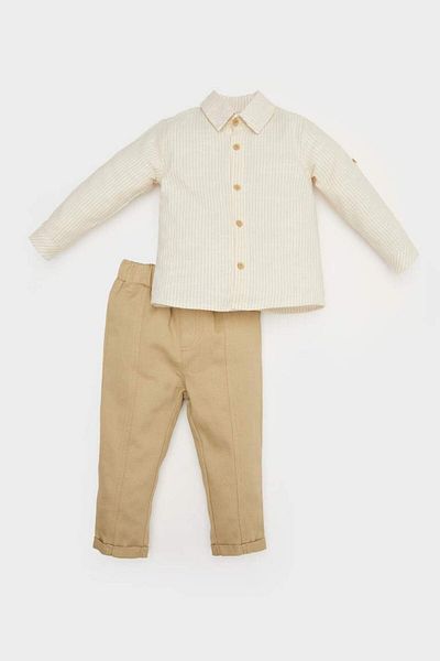 DeFacto Ecru Baby Boy Top and Bottom Set E2264A5/Er98