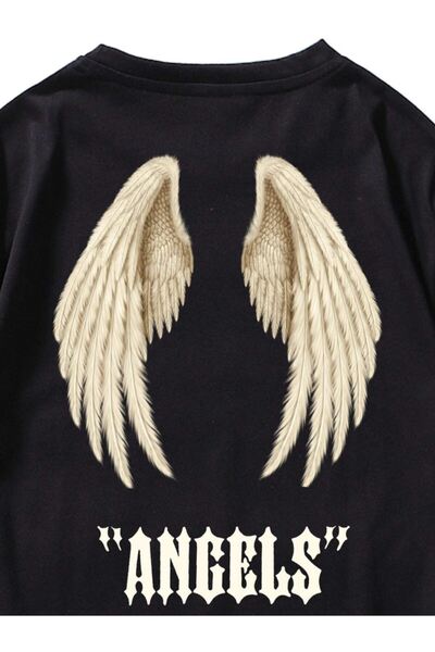 VBSVİBES Мъжка тениска с овърсайз принт Black Angels