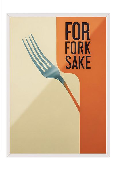 Postifull Pictură cu cadru alb, For Fork Sake, Pictură de perete pentru bucătărie din seria Comfort, NR: 109156
