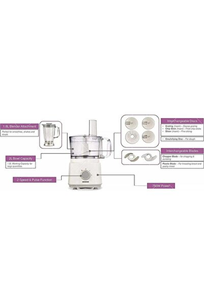 Kenwood Food Processor, Blender, Whisk, Dough Maker 2 L 750 W FDP03.C0WH White