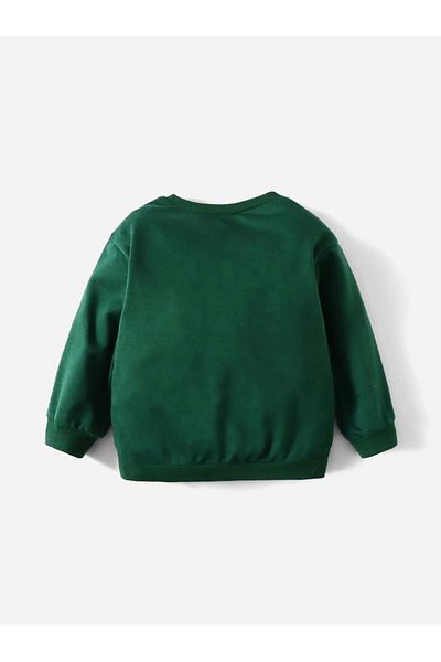 CLAYES Boston 1997 Cotton Kids Sweatshirt - Nefti Green Printed Girls Boys Winter Crew Neck