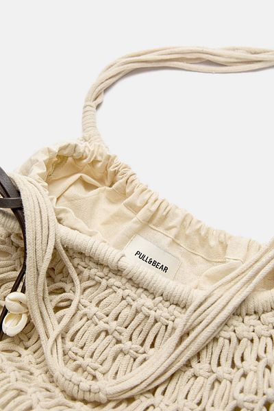 Pull & Bear Embellished crochet shopper bag