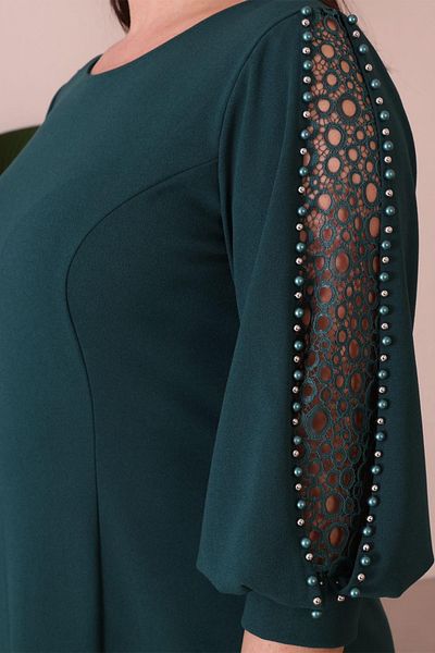 rotop Rochie eleganta de ocazie, decorata cu pietricele si dantela la maneci,