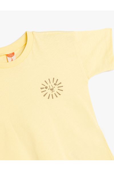 Koton Cotton Crew Neck Print Detail Short Sleeve T-Shirt
