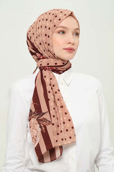 Madame Polo Digital Crepe Chiffon Shawl Multicolor Breathable Wrinkle-Free Non-Slip 75X180 cm