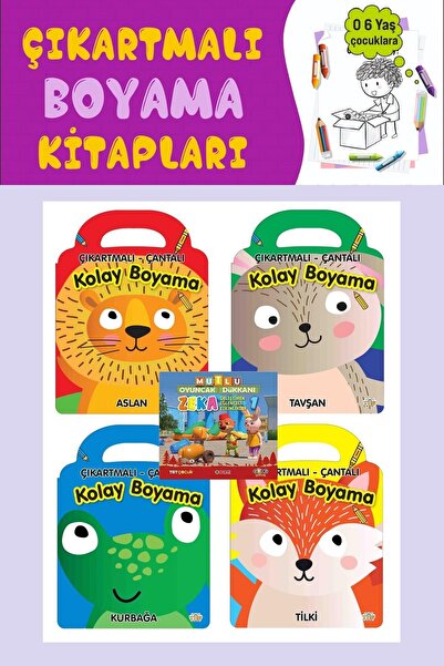 0-6 Yaş Yayınları 3-6 Years Old Easy Coloring Set with Stickers-Bag (4 Books)