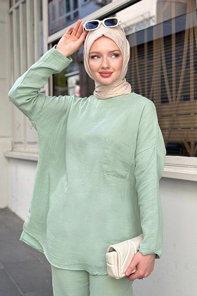 Gizce Ariya Mint Green Tunic